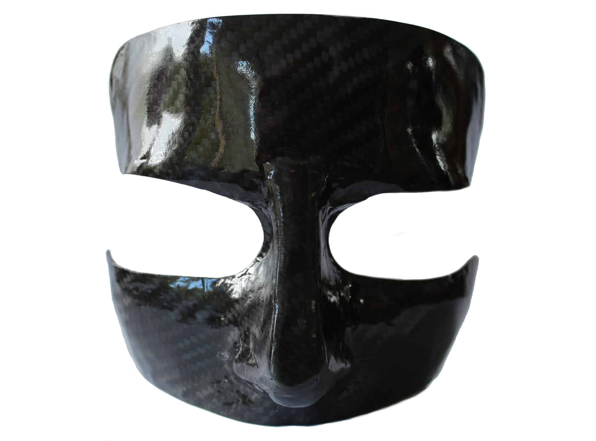 carbon fibre facemask front on showing nose - protect your marketing assets