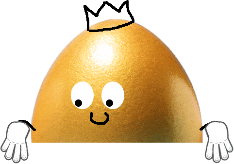 egg with winking eyes