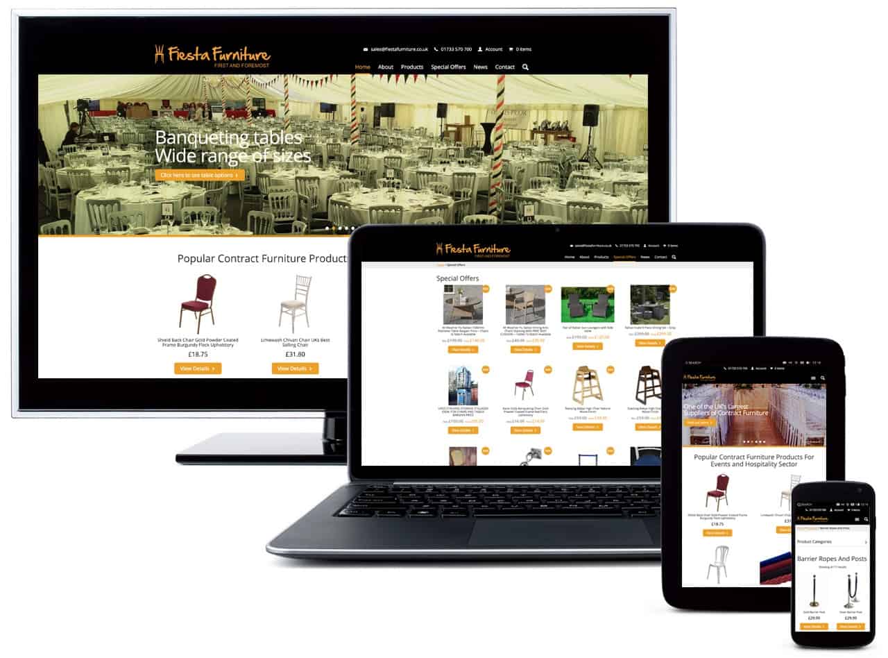fiesta furniture website on mobile tablet laptop and monitor