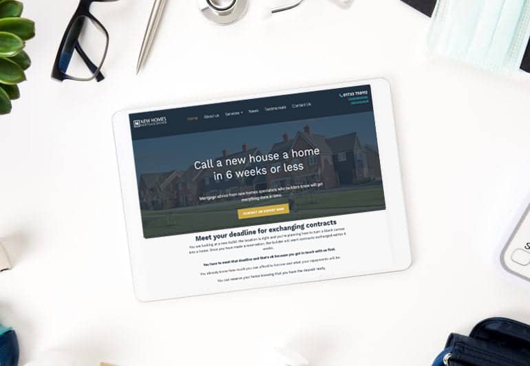 newhomes mortgage website on tablet