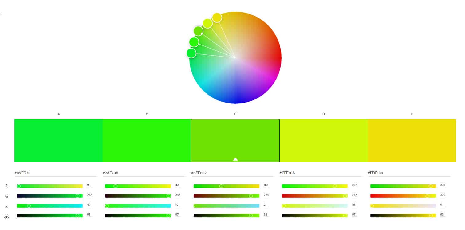 Adobe colour picker to identify complimentary colours
