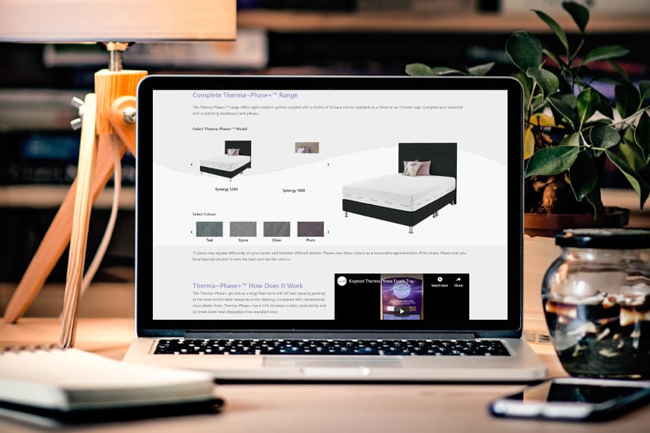 website design services peterborough Kaymed website on Laptop web design Blue Dolphin website design