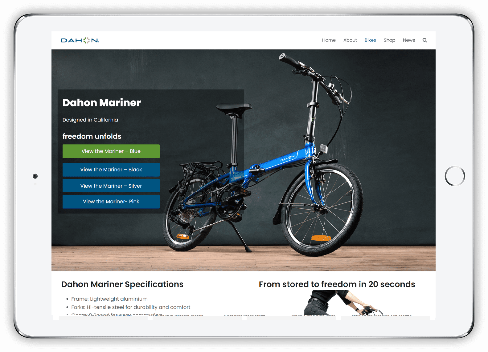 Dahon Folding Bikes responsive and optimised website design